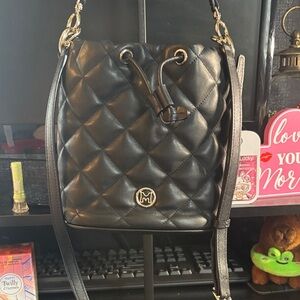 Metrocity Black Quilted Leather Bucket Bag